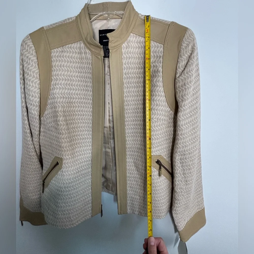 VTG/NWT Doncaster Skirt Suit Set, Size 10, Stunning Tan/Cream w/ Leather Trim - Picture 9 of 16
